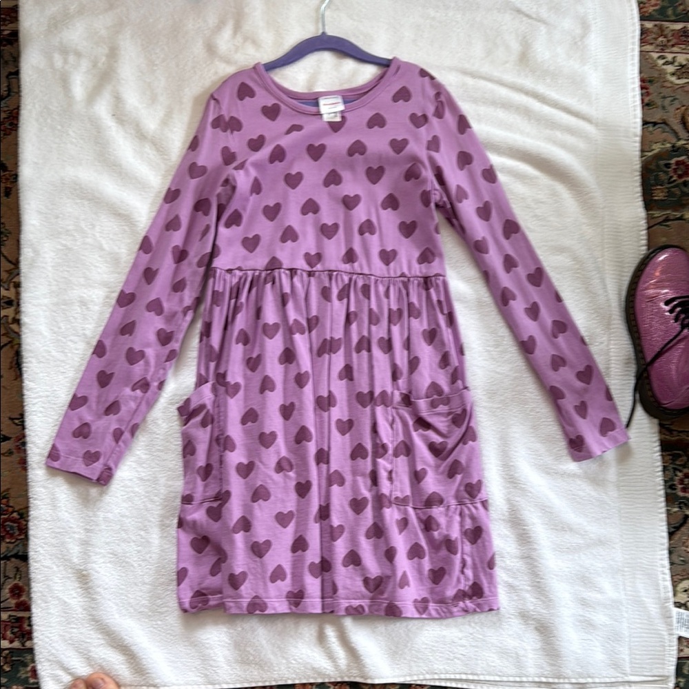 Hanna Andersson Purple Long Sleeve Crew Neck Sundress